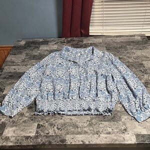 Cato Blue and White Floral Blouse
